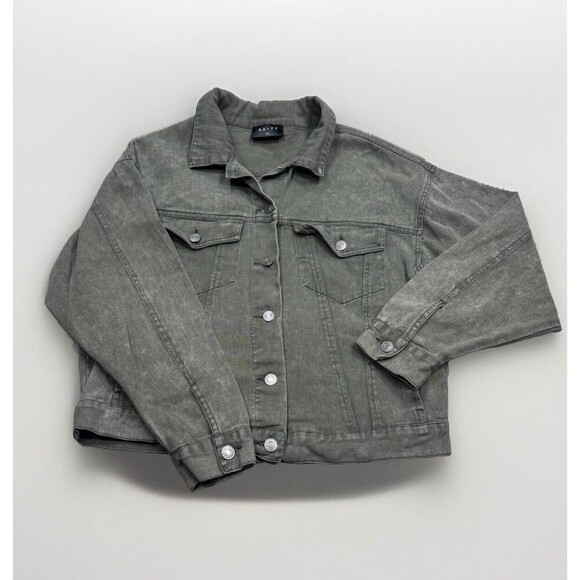 Salty Denim Jacket Womens O/S One Size Weathered Sage Green Inside Pockets - Picture 1 of 5